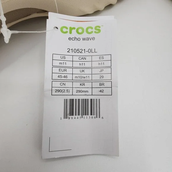 Crocs Echo Wave Shoes Mens Size 11 Almond Tint‎ Clog 210521-0LL NEW in Box
